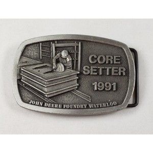 John Deere Foundry Waterloo Iowa Core Setter 1991 Pewter Belt Buckle Spec Cast